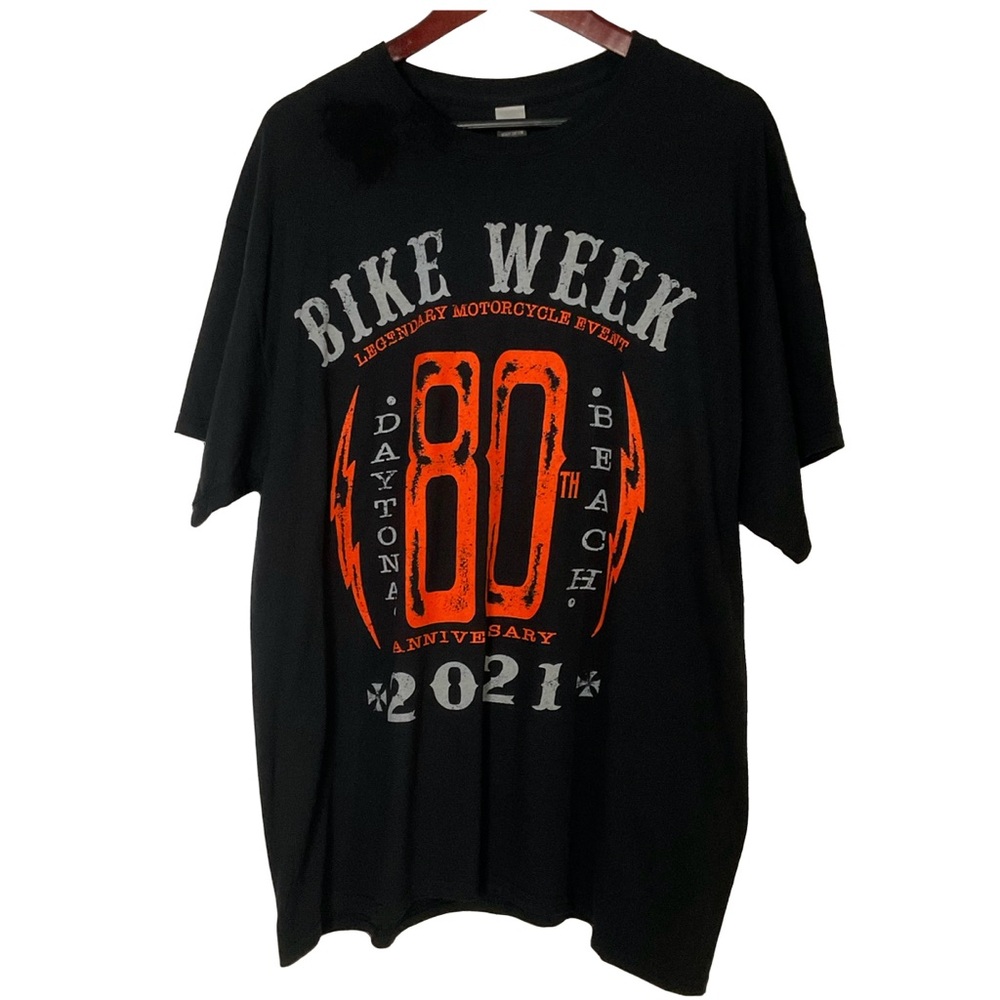 Vintage Black & Orange "Bike Week 80" Graphic Tee - Daytona Beach 2021; Size XL